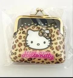 ハローキティPVC がま口ポーチ小銭入れ ヒョウ柄・ハイビスカス2点セット