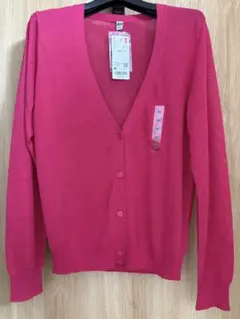 ユニクロ ライトVネック カーディガン ピンク Mサイズ 新品