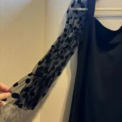 黒　ドレス ドット　シースルー　ロングワンピース