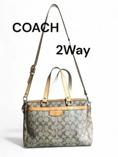 タグ付き未使用　COACH☆コーチ ゲッタウェイ シグネチャー ナイロン 2wayトートバッグ　F77577 ☆ブルー 2025，100%新品 コーチ ゲッタウェイ シグネチャー×銀色 ショルダーバッグ