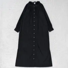 un dix cors ロングシャツワンピ 黒 F ギャザーのサムネイル