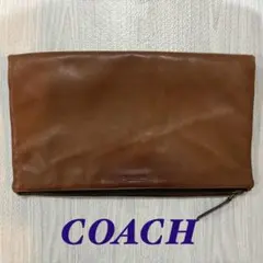 COACH レザー クラッチバッグ ブラウン