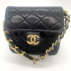 CHANEL マイクロマトラッセ チャーム キーホルダー ココマーク ラムスキン