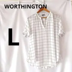 WORTHINGTON 半袖チェック柄シャツ Lサイズ
