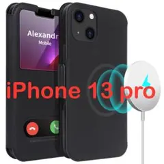 iPhone13PRO6.1 黒　窓付き手帳型ケース　iPhoneケース