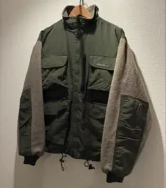 USA製 Eddie Bauer ナイロンフリースフィッシングジャケット L
