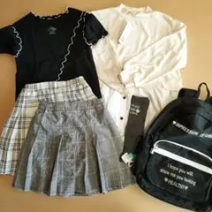 新品未使用あり　アルジーTシャツ　チェック柄スカートセット　薄手カットソー