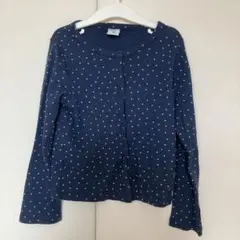 ネイビー ドット柄 カーディガン 6ans/116cm