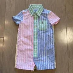 ラルフローレン ベビー ロンパース マルチカラー ストライプ 半袖　70