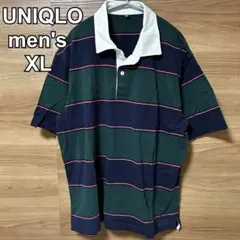 UNIQLO ユニクロ　メンズ　ラガーポロシャツ　半袖　ダークグリーン　XL