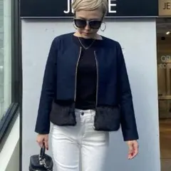JENNE ハンドメイド フレンチジャケット L ギンガムチェック ノー 