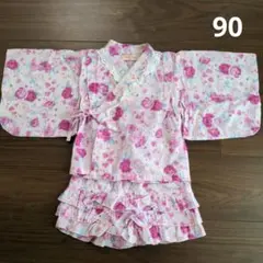 甚平　浴衣　和装　夏祭り　お祭り　花火大会　ピンク　花柄　女児