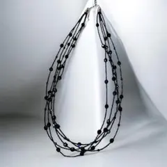 【美品】黒の多層ビーズネックレス