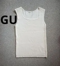 GU スクエアネックタンクトップ ナチュラル アイボリー M