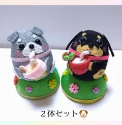ちりめん細工(水分補給アニマルズシリーズ) シュナ・ブラックタンダックス