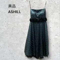 美品　アシール　結婚式　パーティドレス　サテン　発表会　チュール　薔薇装飾　舞台