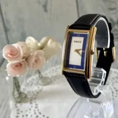희귀 GUCCI 구찌 시계 2600M 렉탄귤라 블루 톤