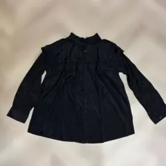 新品未使用 フリル付き長袖シャツ ※カラーブラック サイズM〜L