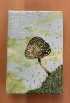 ミニ絵画　原画　きのこの絵⑧