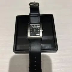 【稼働品】REGALメンズクォーツ腕時計 スクエア 黒