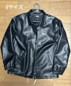 [希少]”Stussy” 合皮レザー コーチジャケット　Sサイズ