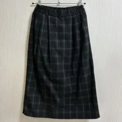 チェック柄　台形　チェックタックロングスカート