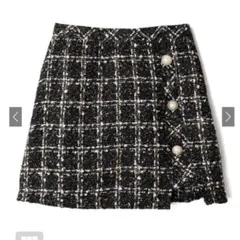 GRL インパン裏地付きアシンメトリーツイードチェックミニスカート[ai48]S