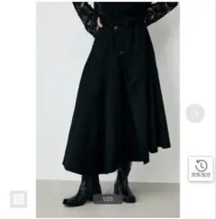 【新品】MOUSSY フレアスカート ブラック ミディアム丈のサムネイル
