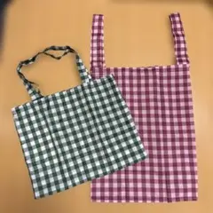 ハンドメイド　エコバッグまとめ売り中古品　ナイロン生地　チェック柄