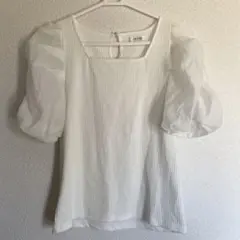 INGNI パフスリーブニットトップス 半袖 白 ホワイト