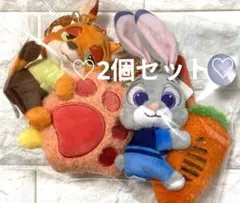 日本未発売⭐️ズートピア ぬいぐるみ　キーホルダー　ニック　ジュディ　2個セット