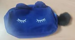 ネコ  ネイビー 化粧ポーチ