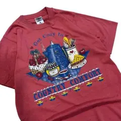 90sヴィンテージ フルーツオブザルーム Tシャツ カナダ製 カントリー柄 赤のサムネイル