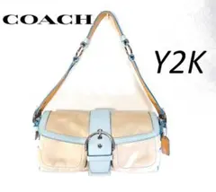 COACH ソーホー Y2K ワンショルダーバッグ 肩掛け レザー キャンバス