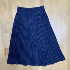 ネイビー　ストライプ　フレアスカート