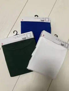ユニクロ160サイズ Tシャツ 3枚セット（緑・青・白）のサムネイル