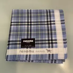 renoma PARIS ハンカチ チェック柄 ブルー系 綿100%のサムネイル