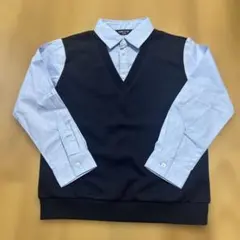 新品☆コムサイズム　紺フェイクレイヤード長袖シャツ130㎝