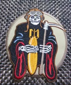 《大型WW2死神パイロット》軍魂アメリカ戦闘員 ミサイルB-24刺繍ワッペン激渋