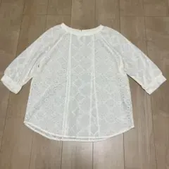 ON LOVE OFF レース 刺繍 七分袖 ホワイト トップス L