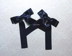 ハンドメイド リボン ヘアクリップ 紺  ネイビー 量産型 地雷系