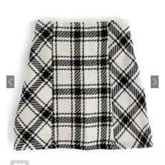 gm699 バックリボンツイードチェックミニスカート