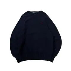 (美品)90s Ralph Lauren 100%コットンニット 丸首 セーター