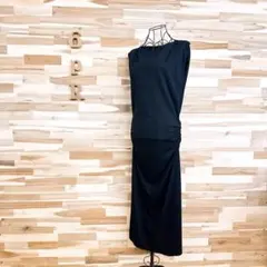 【セオリー】ノースリーブ ロング ドレス ワンピース ビジネス S 黒ブラック