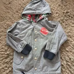 XLARGE フード付きパーカー　リバーシブル　チェック　デニム　110