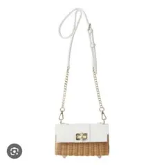 美品　DIANA ホワイト×ゴールド かごバッグ