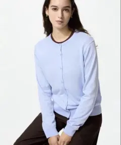 UNIQLO クルーネックカーディガン ライトブルー 長袖　UVカットのサムネイル