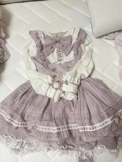 LIZLISA シアーチェックエプロンフリルワンピース