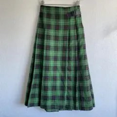 GU ジーユー　チェックプリーツスカート　緑　S