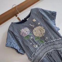 ズ*能様 チェスティ ロングワンピース 紫陽花 ギンガムチェック